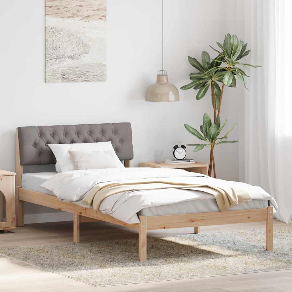 vidaXL Bedframe Bruin en lichtgrijs 200 x 200 cm Massief grenenhout