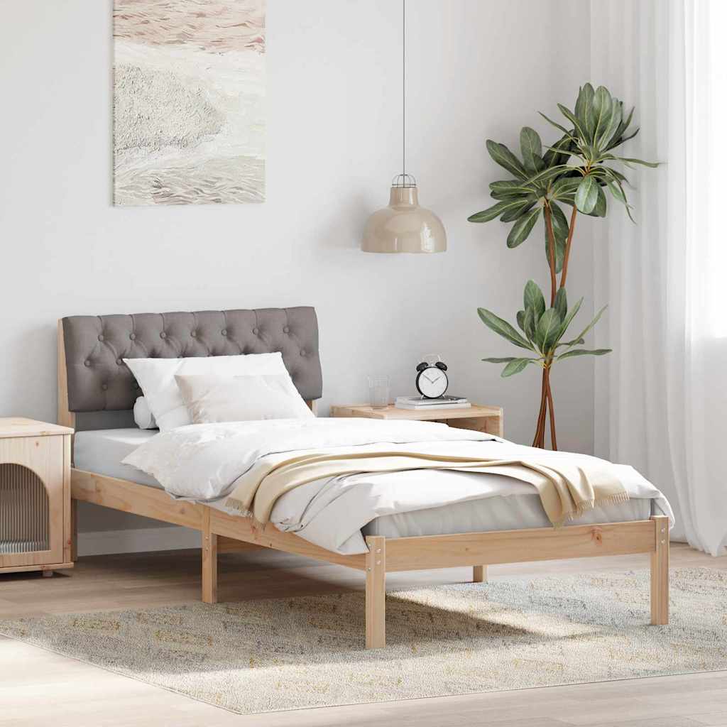 vidaXL Bedframe Bruin en lichtgrijs 200 x 200 cm Massief grenenhout