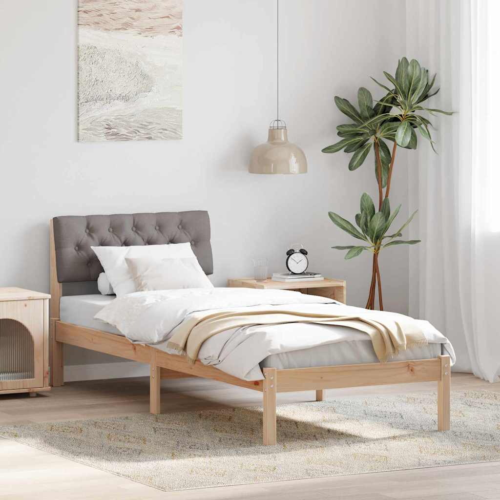 vidaXL Bedframe Bruin en lichtgrijs 200 x 200 cm Massief grenenhout