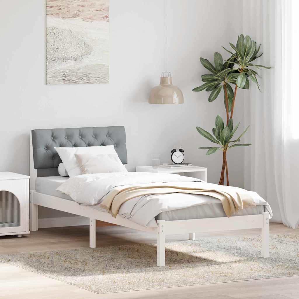 vidaXL Bedframe Bruin en lichtgrijs 200 x 200 cm Massief grenenhout