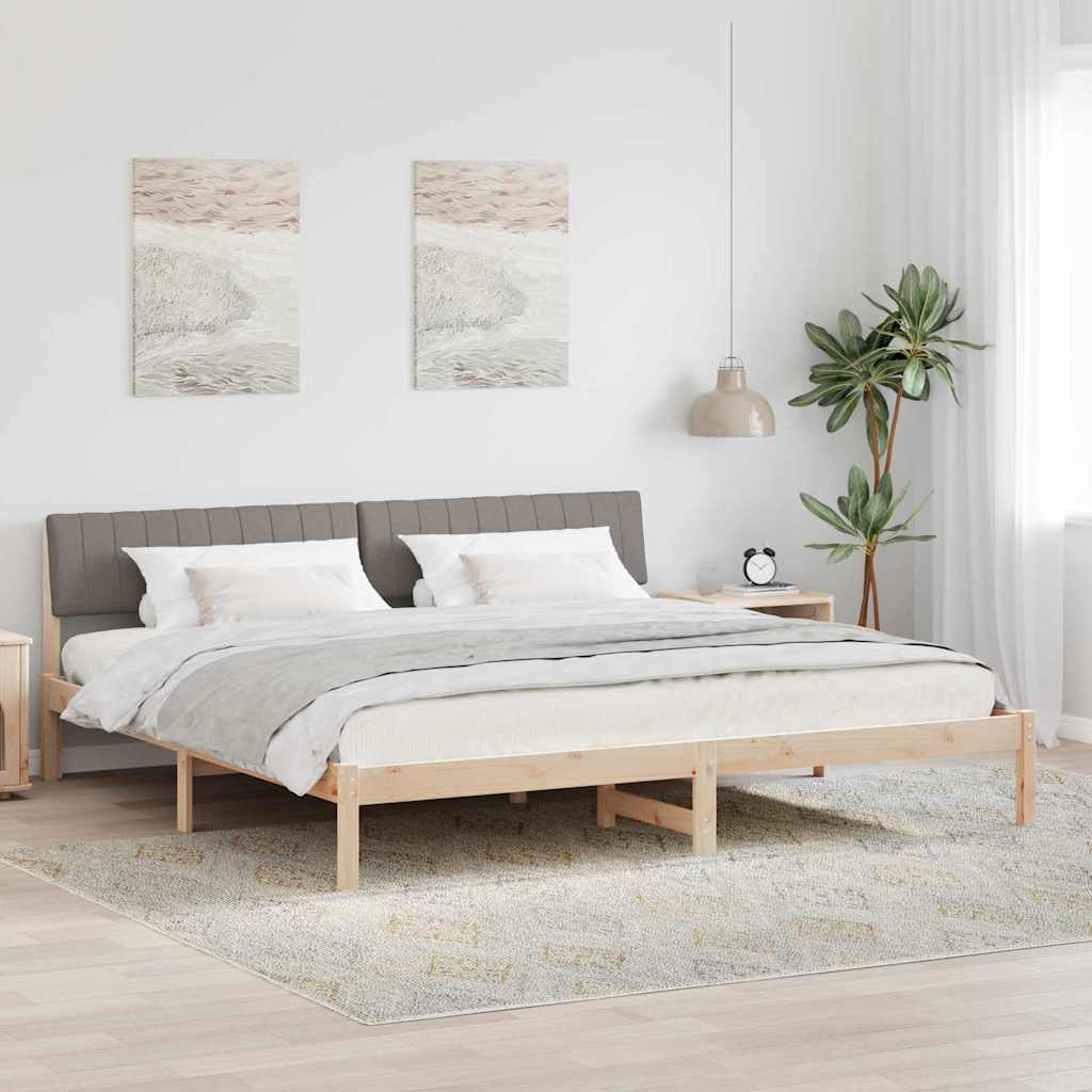 vidaXL Bedframe Bruin en lichtgrijs 200 x 200 cm Massief grenenhout