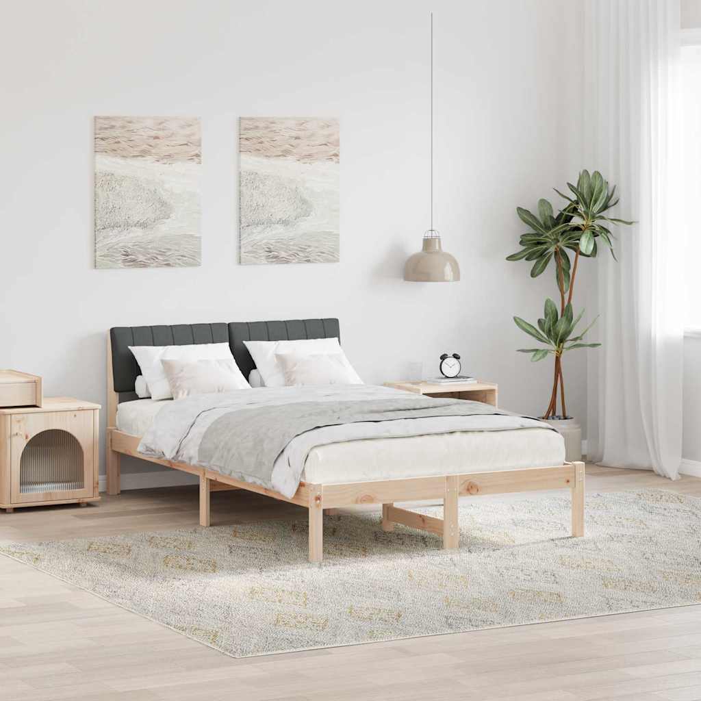 vidaXL Bedframe Bruin en lichtgrijs 200 x 200 cm Massief grenenhout