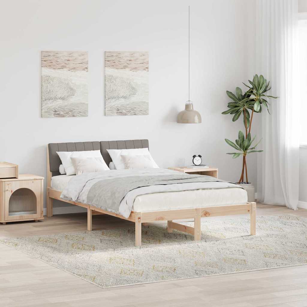 vidaXL Bedframe Bruin en lichtgrijs 200 x 200 cm Massief grenenhout