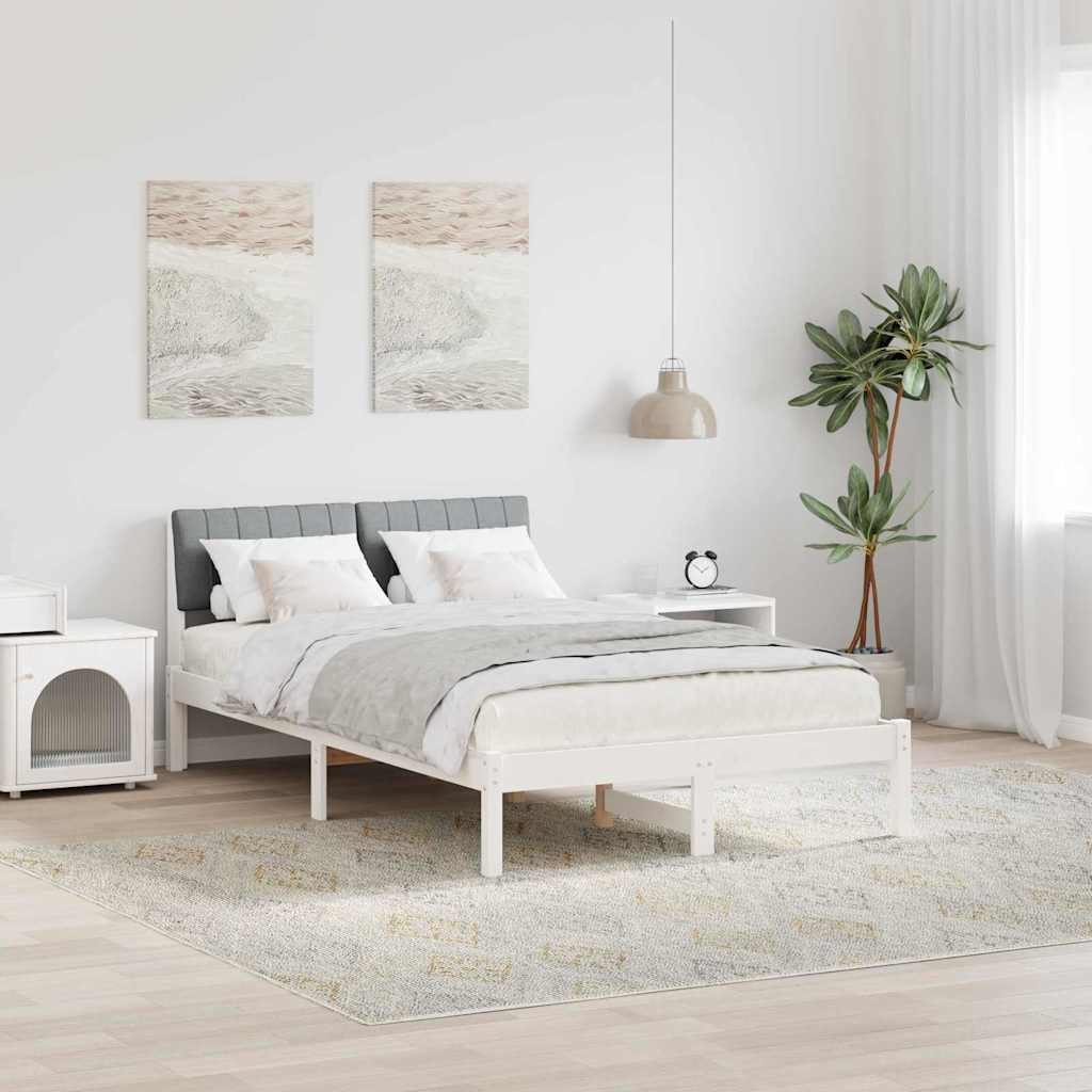 vidaXL Bedframe Bruin en lichtgrijs 200 x 200 cm Massief grenenhout