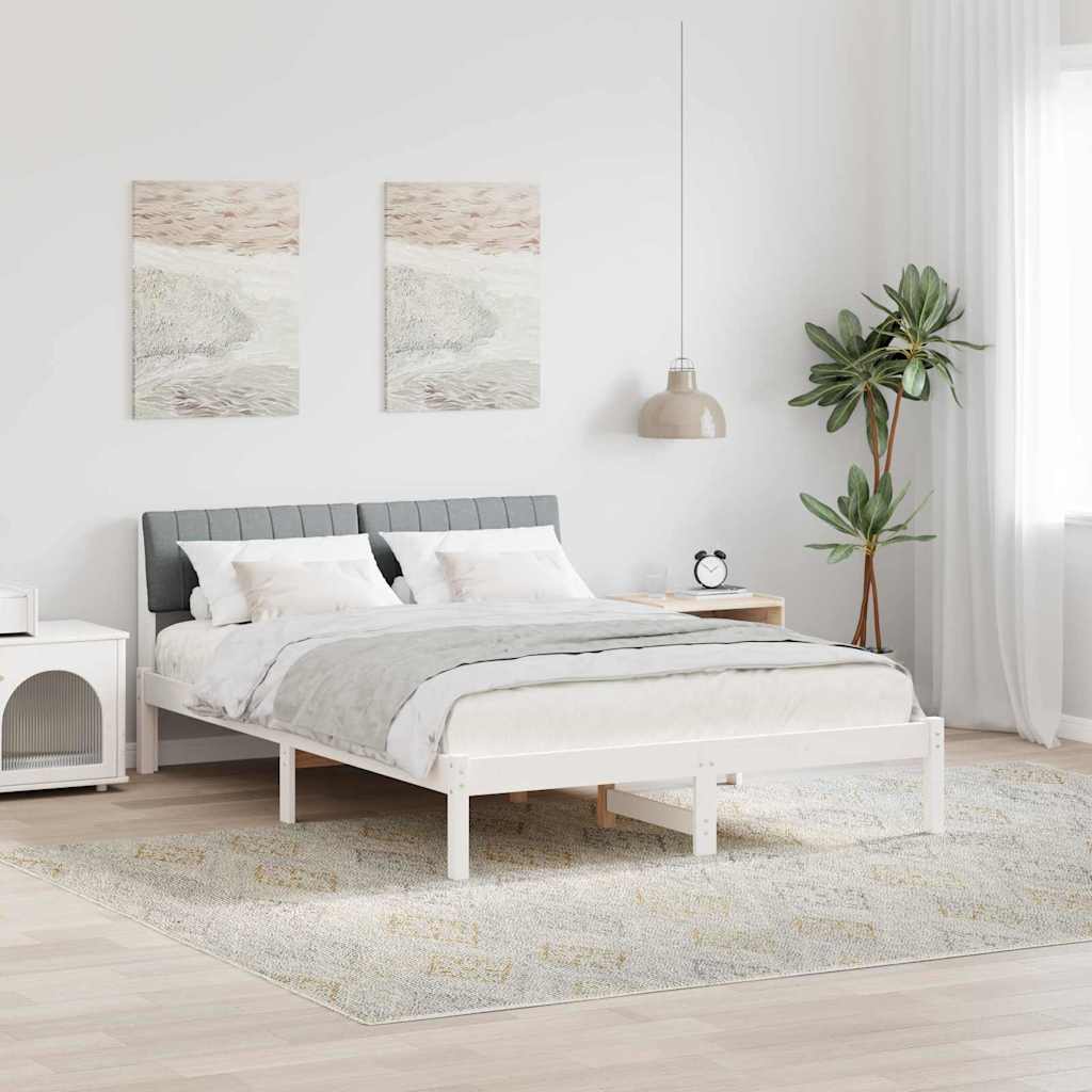 vidaXL Bedframe Bruin en lichtgrijs 200 x 200 cm Massief grenenhout