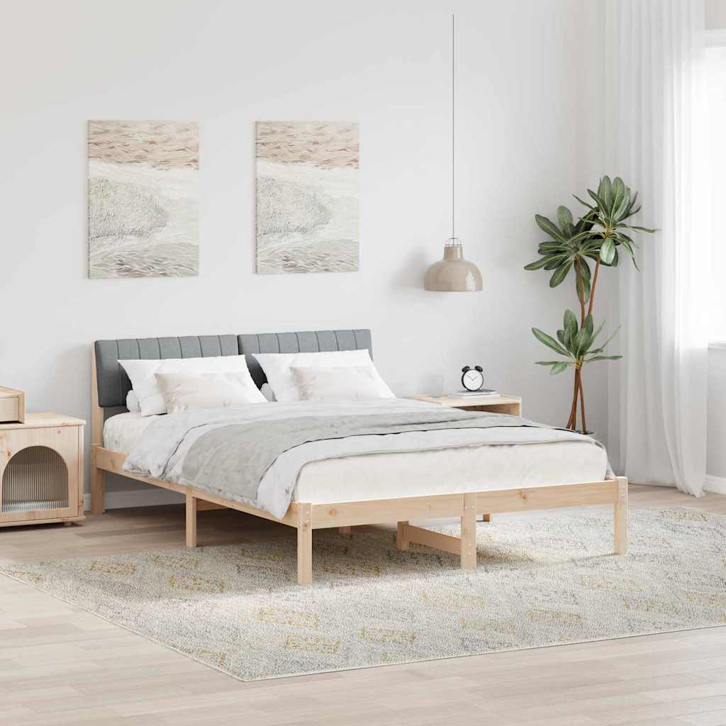 vidaXL Bedframe Bruin en lichtgrijs 200 x 200 cm Massief grenenhout