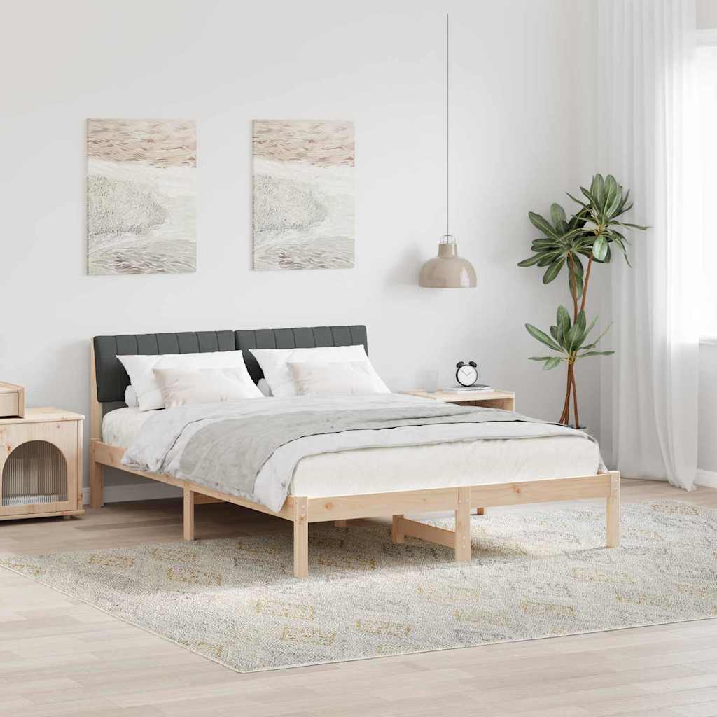 vidaXL Bedframe Bruin en lichtgrijs 200 x 200 cm Massief grenenhout