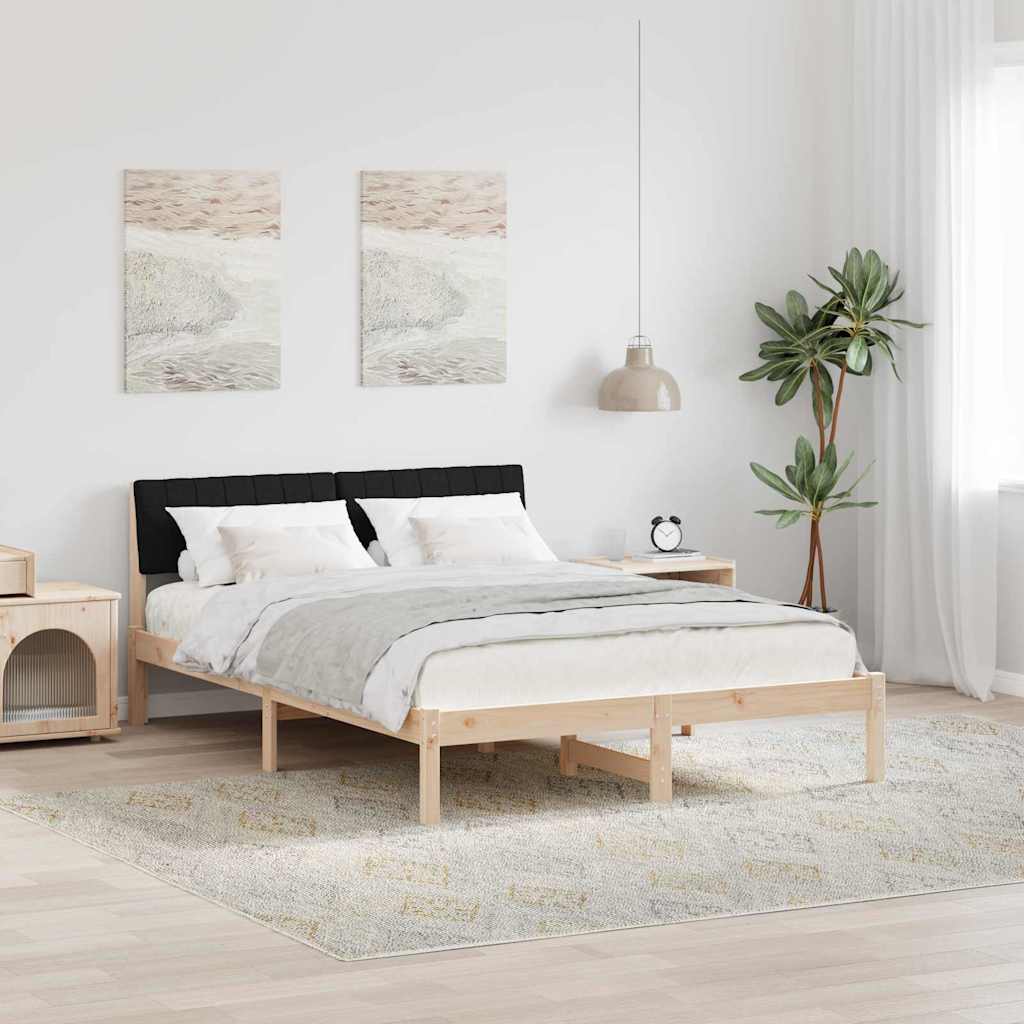 vidaXL Bedframe Bruin en lichtgrijs 200 x 200 cm Massief grenenhout