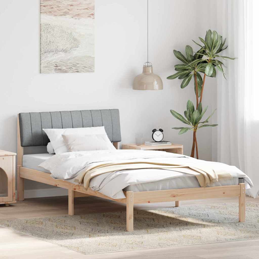 vidaXL Bedframe Bruin en lichtgrijs 200 x 200 cm Massief grenenhout