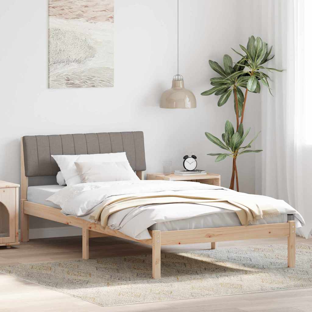 vidaXL Bedframe Bruin en lichtgrijs 200 x 200 cm Massief grenenhout