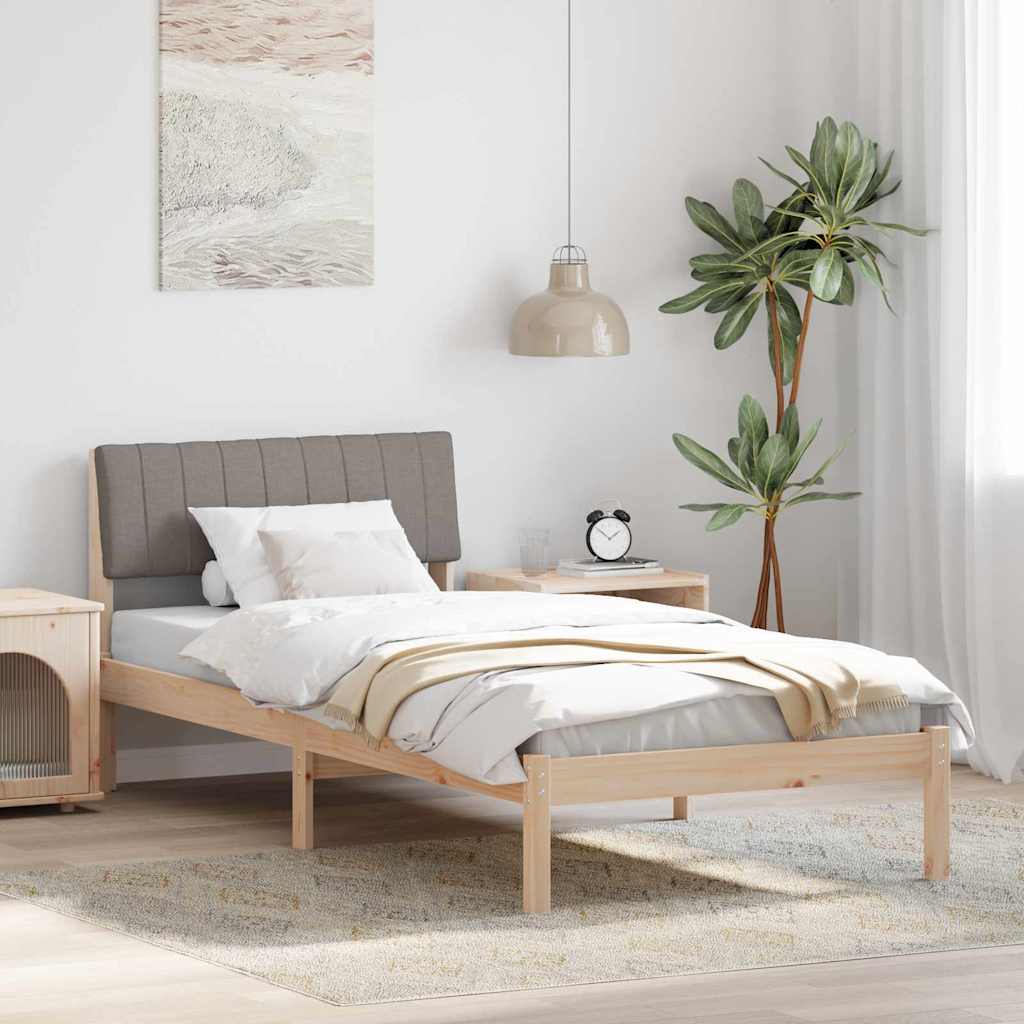 vidaXL Bedframe Bruin en lichtgrijs 200 x 200 cm Massief grenenhout