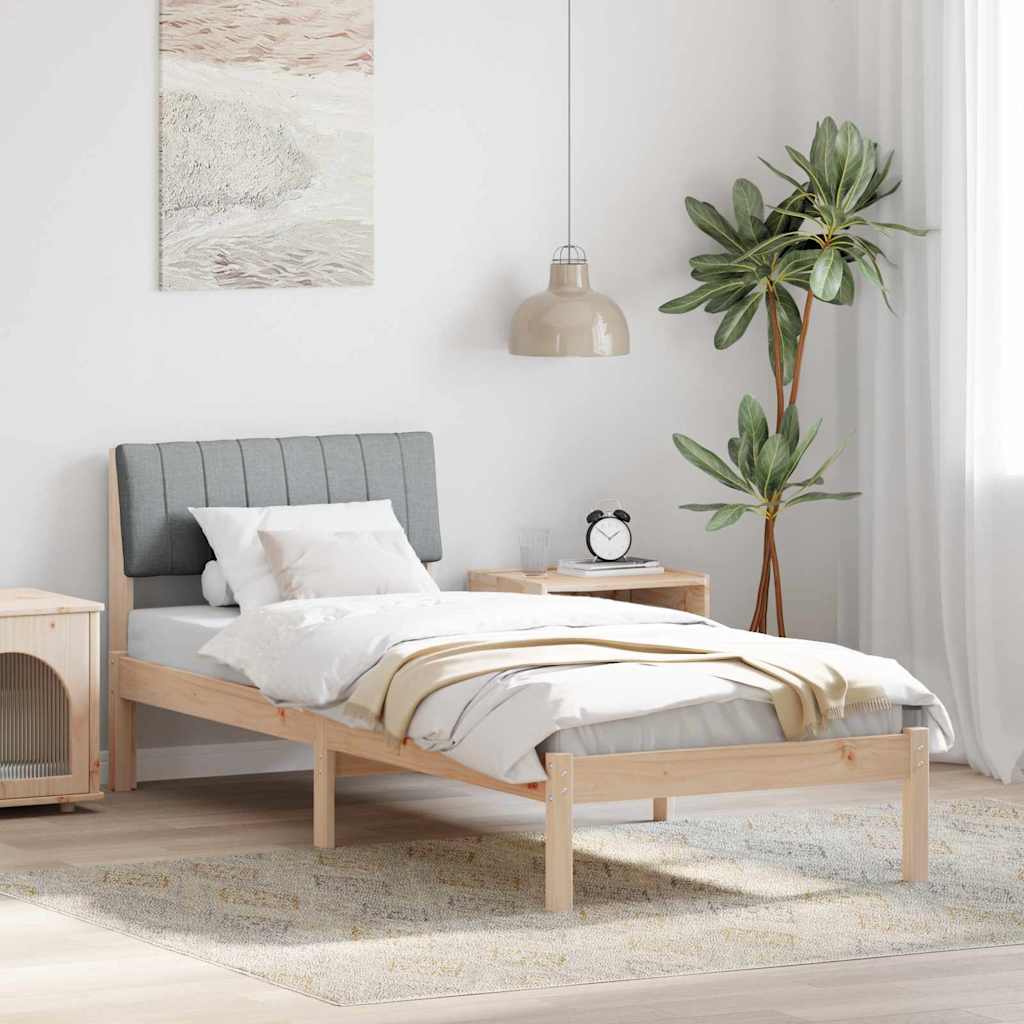 vidaXL Bedframe Bruin en lichtgrijs 200 x 200 cm Massief grenenhout