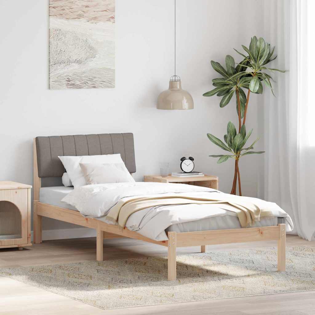 vidaXL Bedframe Bruin en lichtgrijs 200 x 200 cm Massief grenenhout