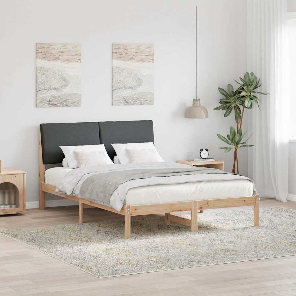 vidaXL Bedframe Bruin en lichtgrijs 200 x 200 cm Massief grenenhout