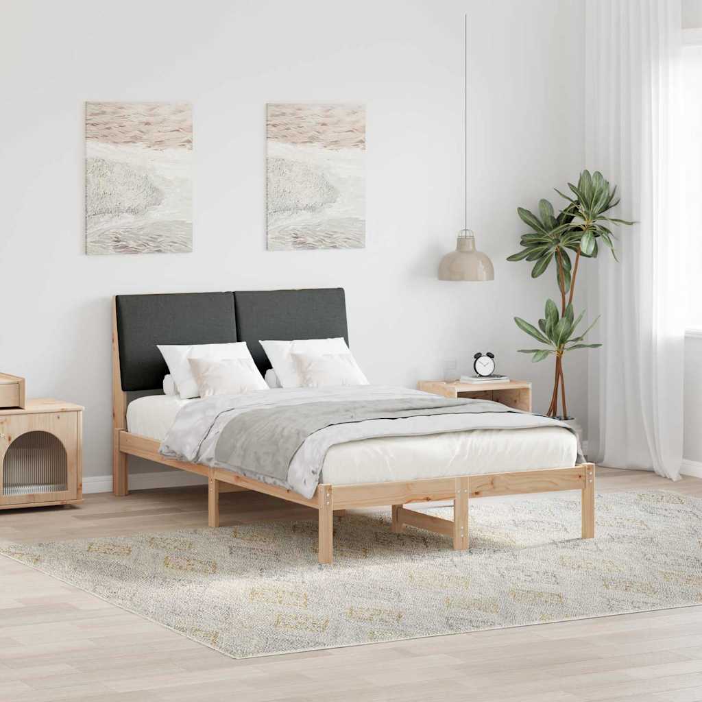 vidaXL Bedframe Bruin en lichtgrijs 200 x 200 cm Massief grenenhout