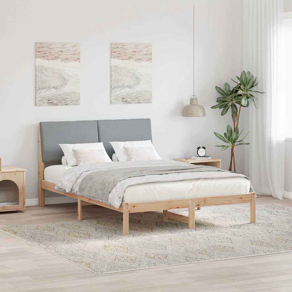 vidaXL Bedframe Bruin en lichtgrijs 200 x 200 cm Massief grenenhout