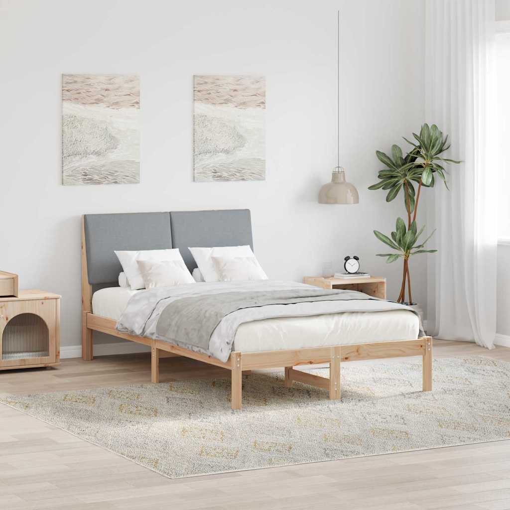 vidaXL Bedframe Bruin en lichtgrijs 200 x 200 cm Massief grenenhout