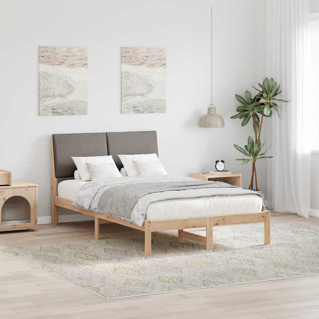 vidaXL Bedframe Bruin en lichtgrijs 200 x 200 cm Massief grenenhout
