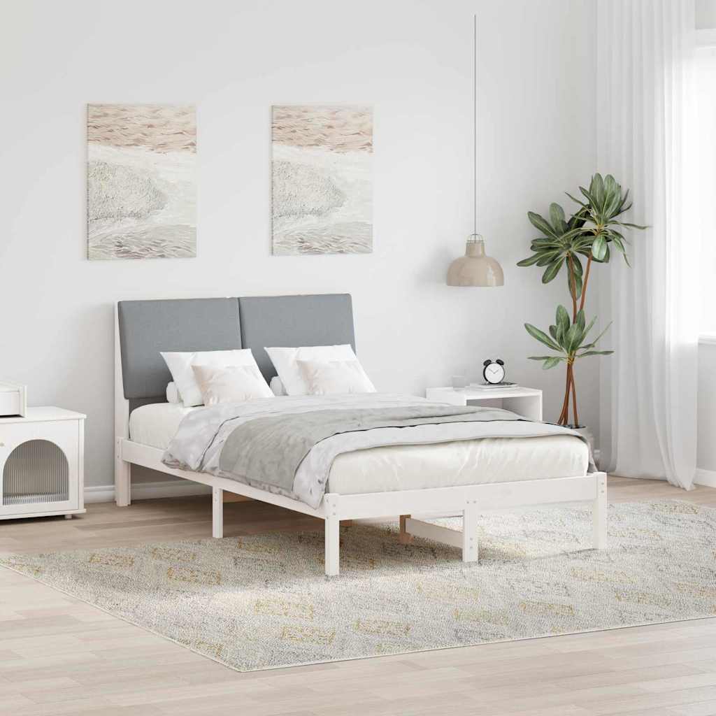 vidaXL Bedframe Bruin en lichtgrijs 200 x 200 cm Massief grenenhout