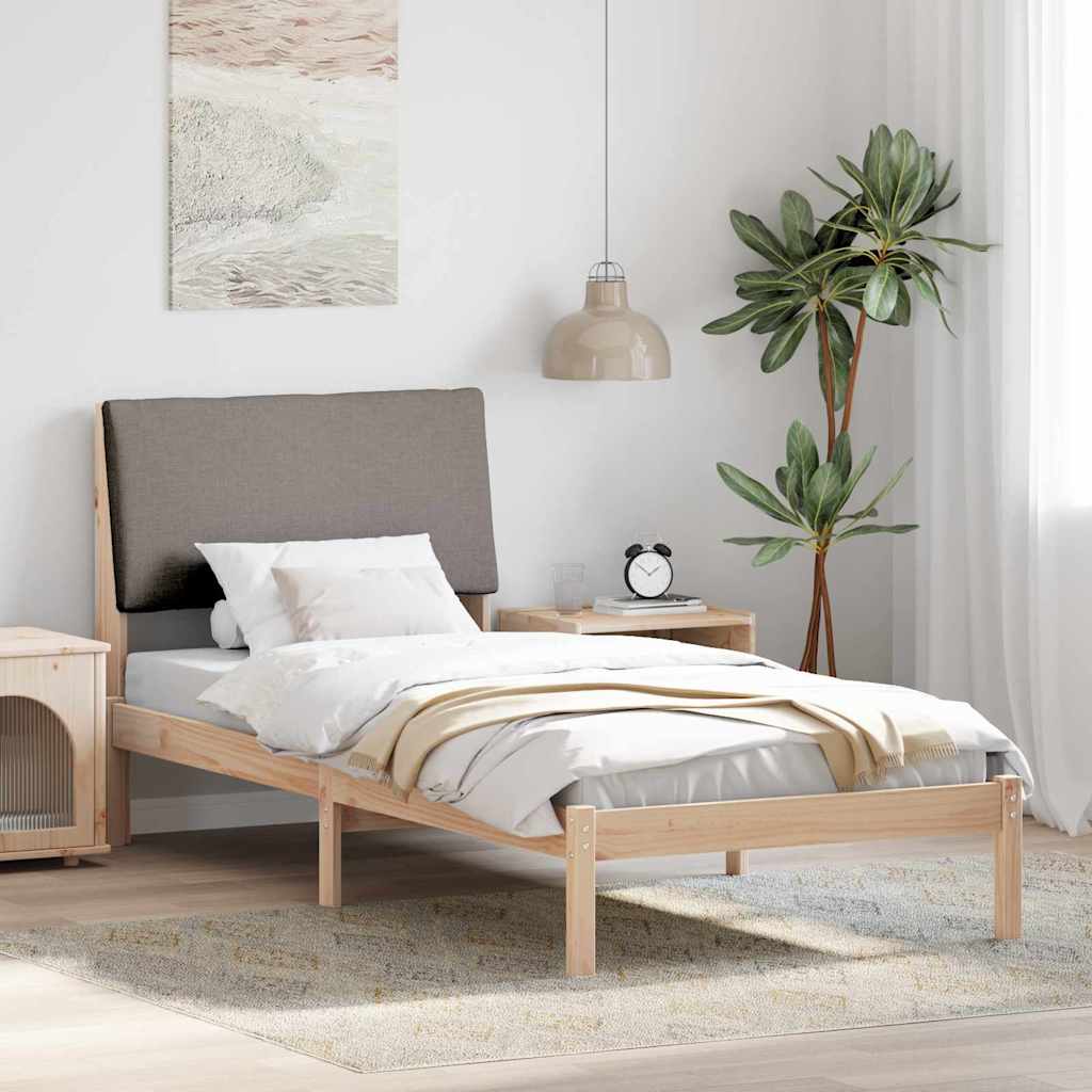 vidaXL Bedframe Bruin en lichtgrijs 200 x 200 cm Massief grenenhout