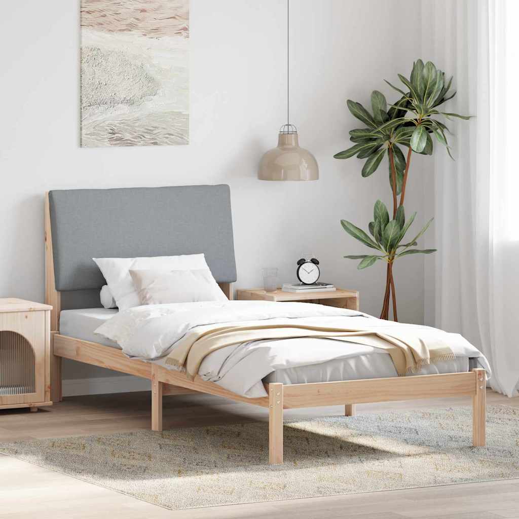vidaXL Bedframe Bruin en lichtgrijs 200 x 200 cm Massief grenenhout