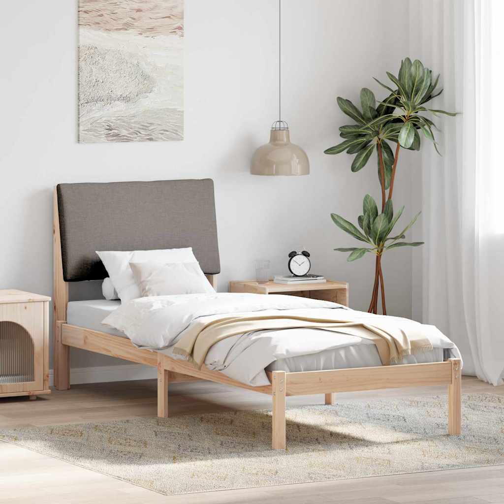 vidaXL Bedframe Bruin en lichtgrijs 200 x 200 cm Massief grenenhout