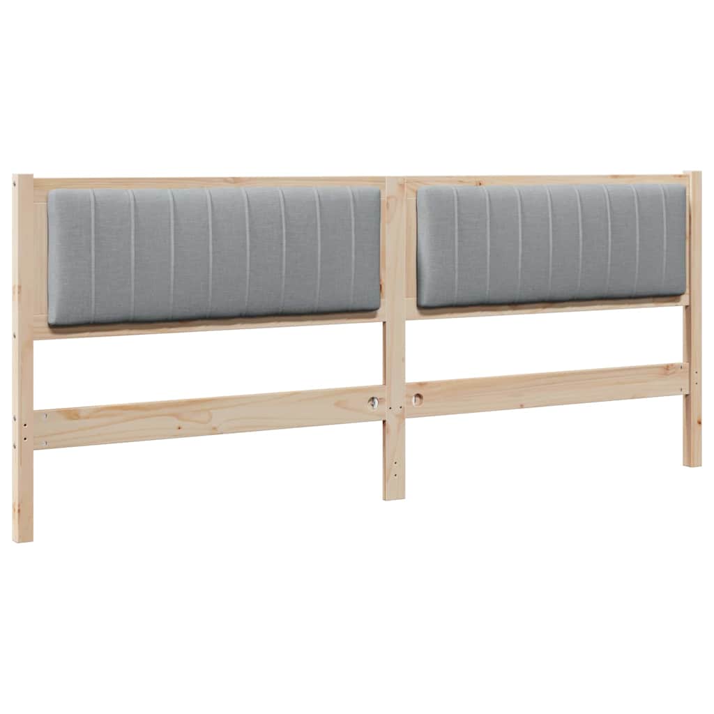 vidaXL Gestoffeerd hoofdbord Bruin 200 cm Massief pijnhout en stof