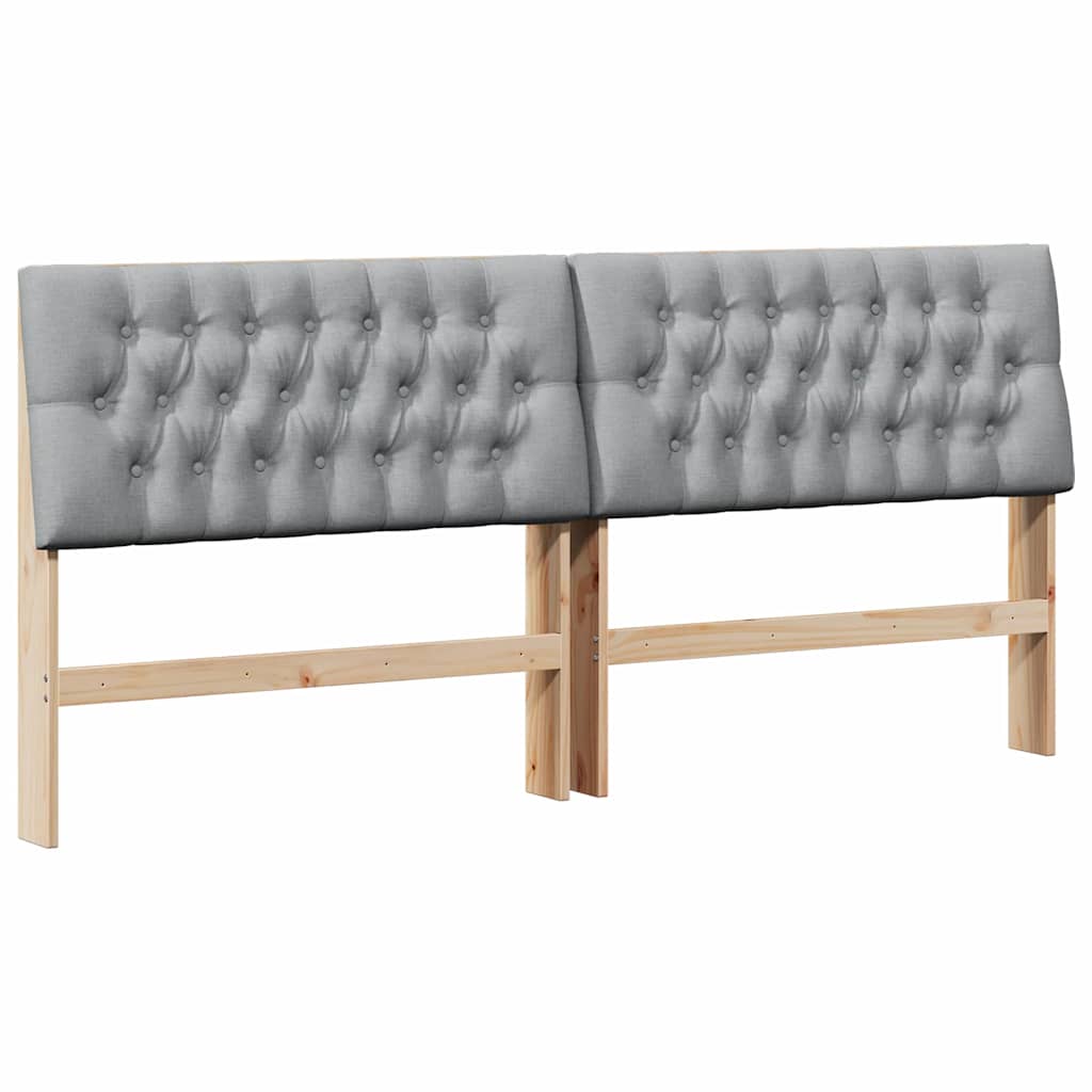 vidaXL Gestoffeerd hoofdbord Lichtgrijs 200 cm Massief grenenhout