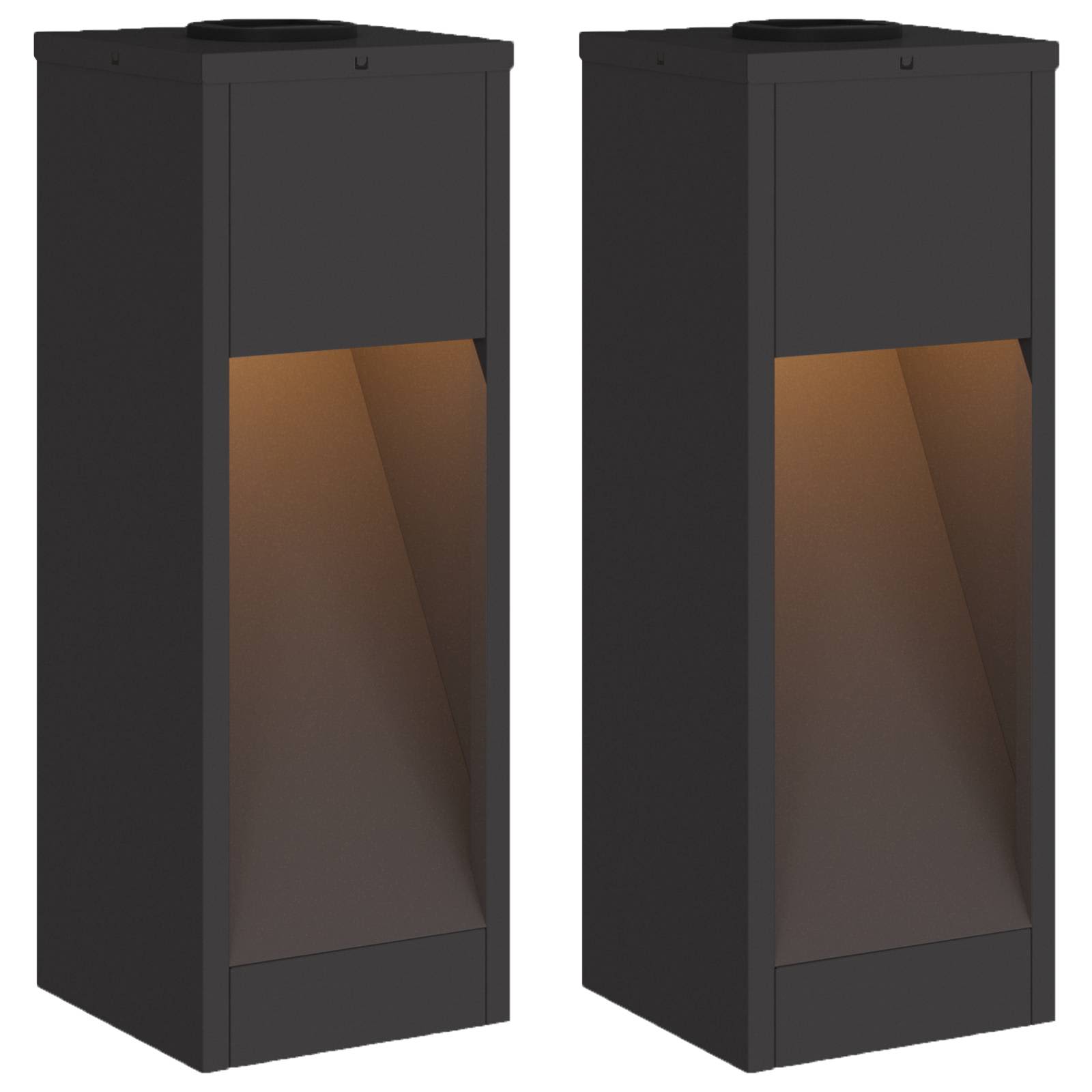 vidaXL Zonne LED Padverlichting 2 pcs Zwart Koudgewalst staal