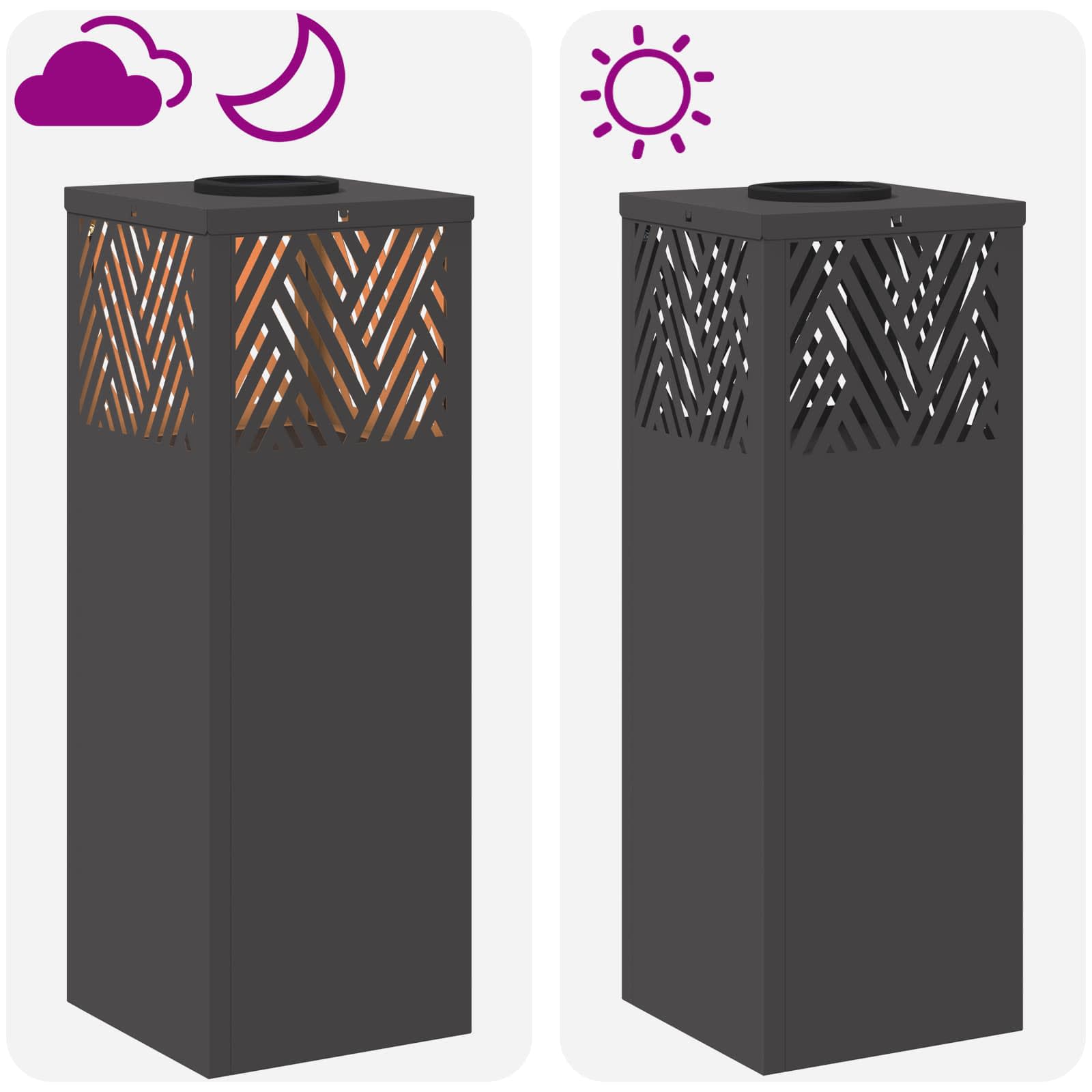 vidaXL Solar LED Pad Licht Visgraat 2 pcs Zwart Koudgewalst staal