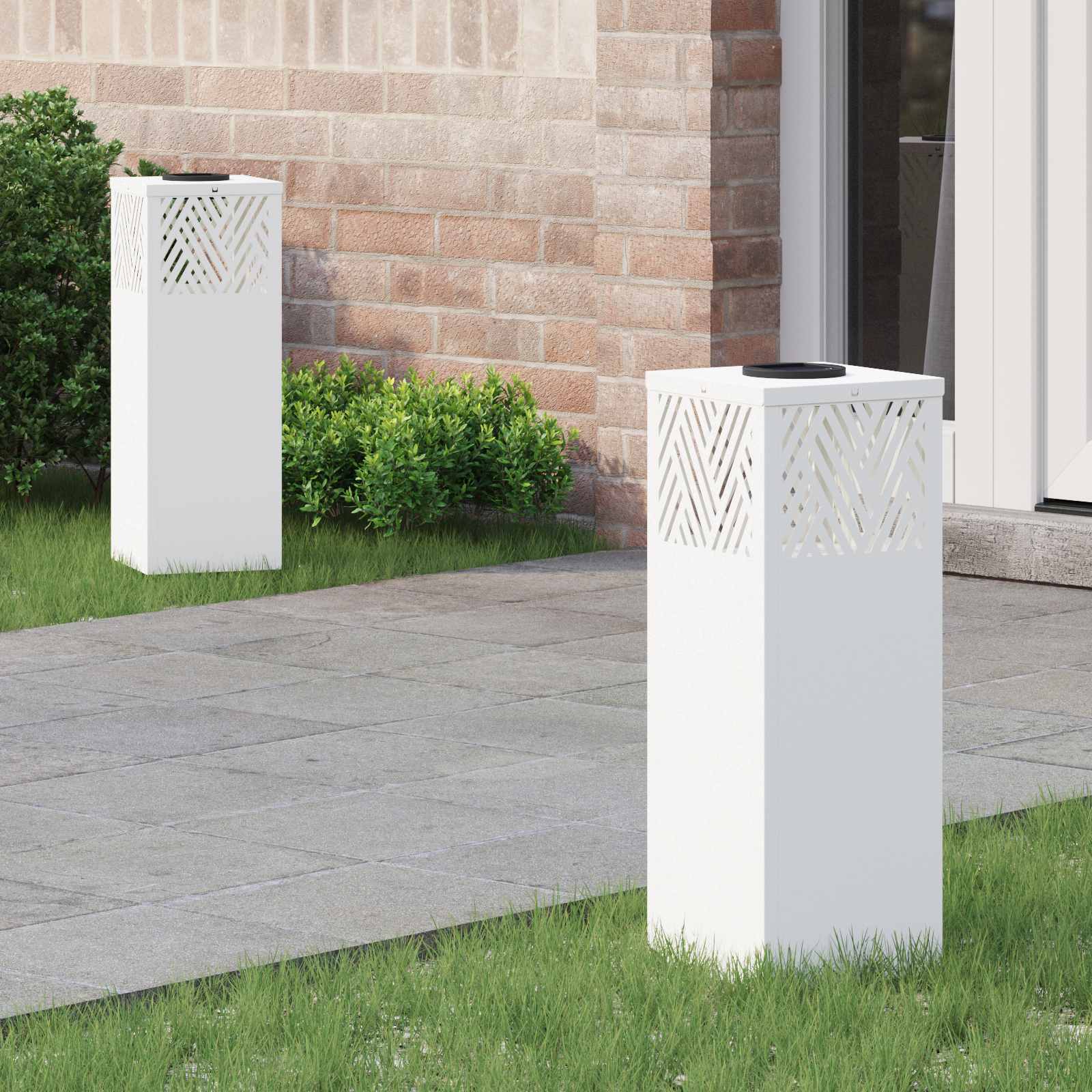 vidaXL Solar LED Pad Licht Visgraat 2 pcs Zwart Koudgewalst staal