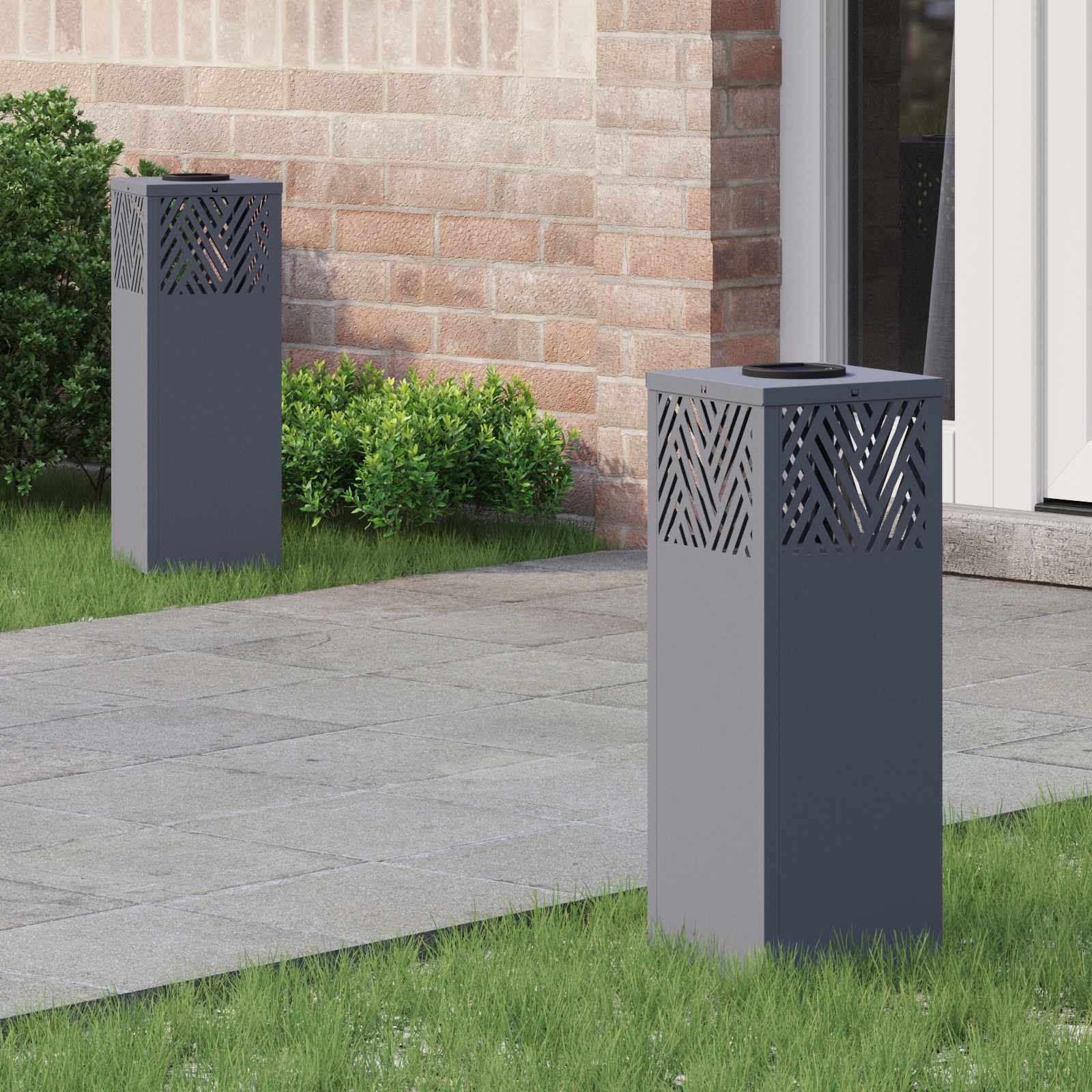 vidaXL Solar LED Pad Licht Visgraat 2 pcs Zwart Koudgewalst staal