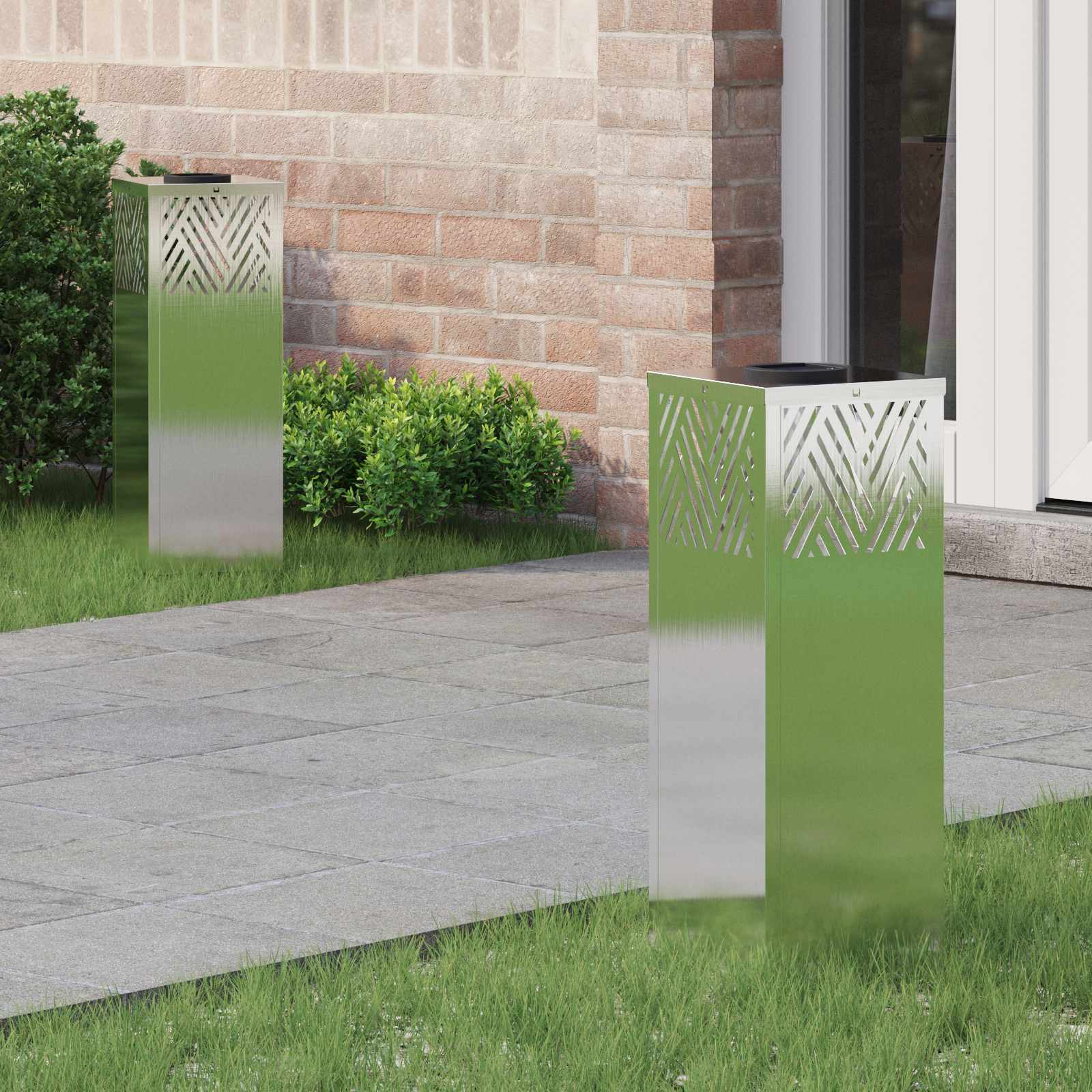 vidaXL Solar LED Pad Licht Visgraat 2 pcs Zwart Koudgewalst staal