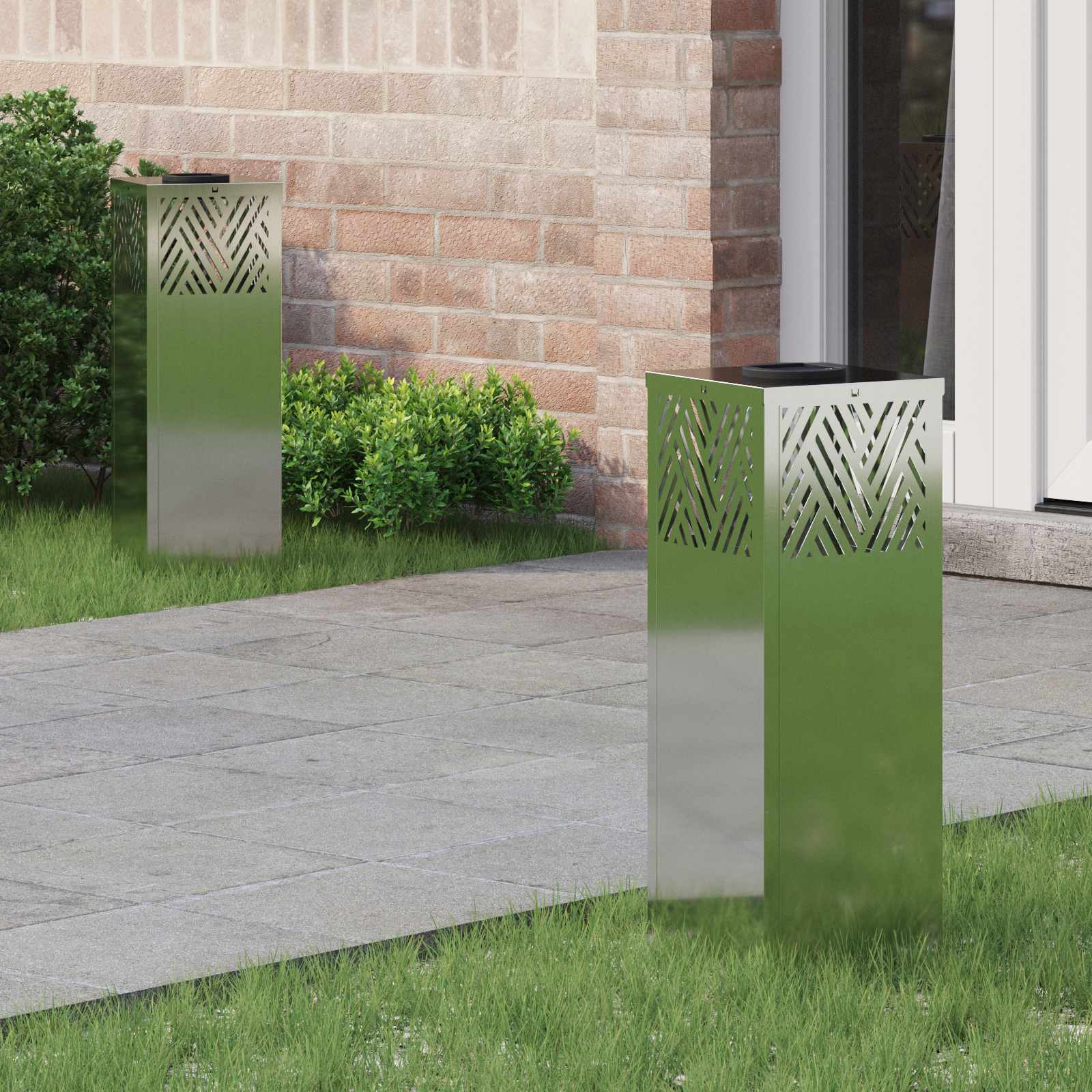 vidaXL Solar LED Pad Licht Visgraat 2 pcs Zwart Koudgewalst staal