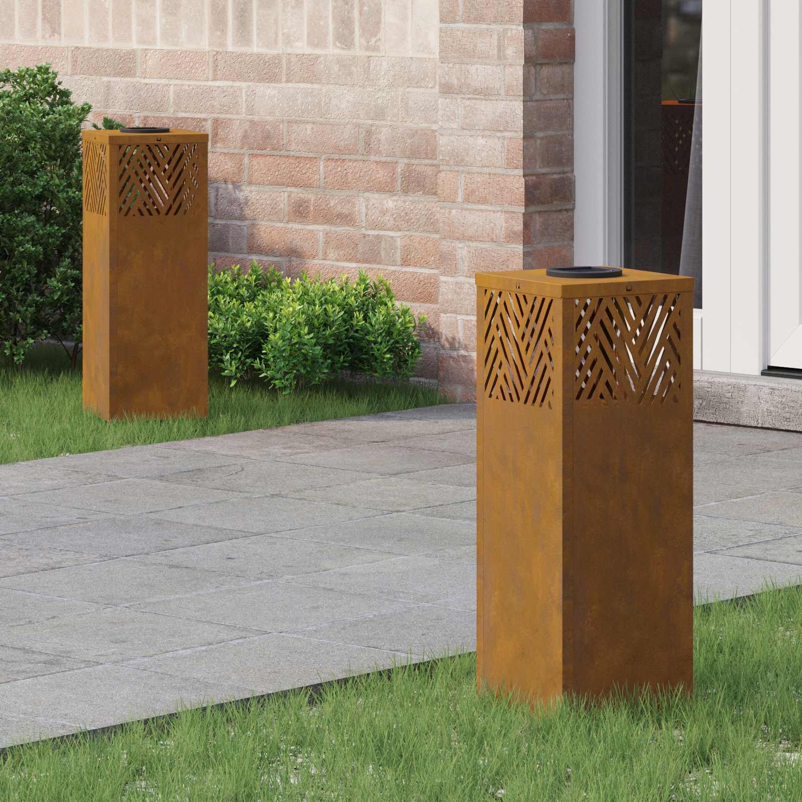 vidaXL Solar LED Pad Licht Visgraat 2 pcs Zwart Koudgewalst staal