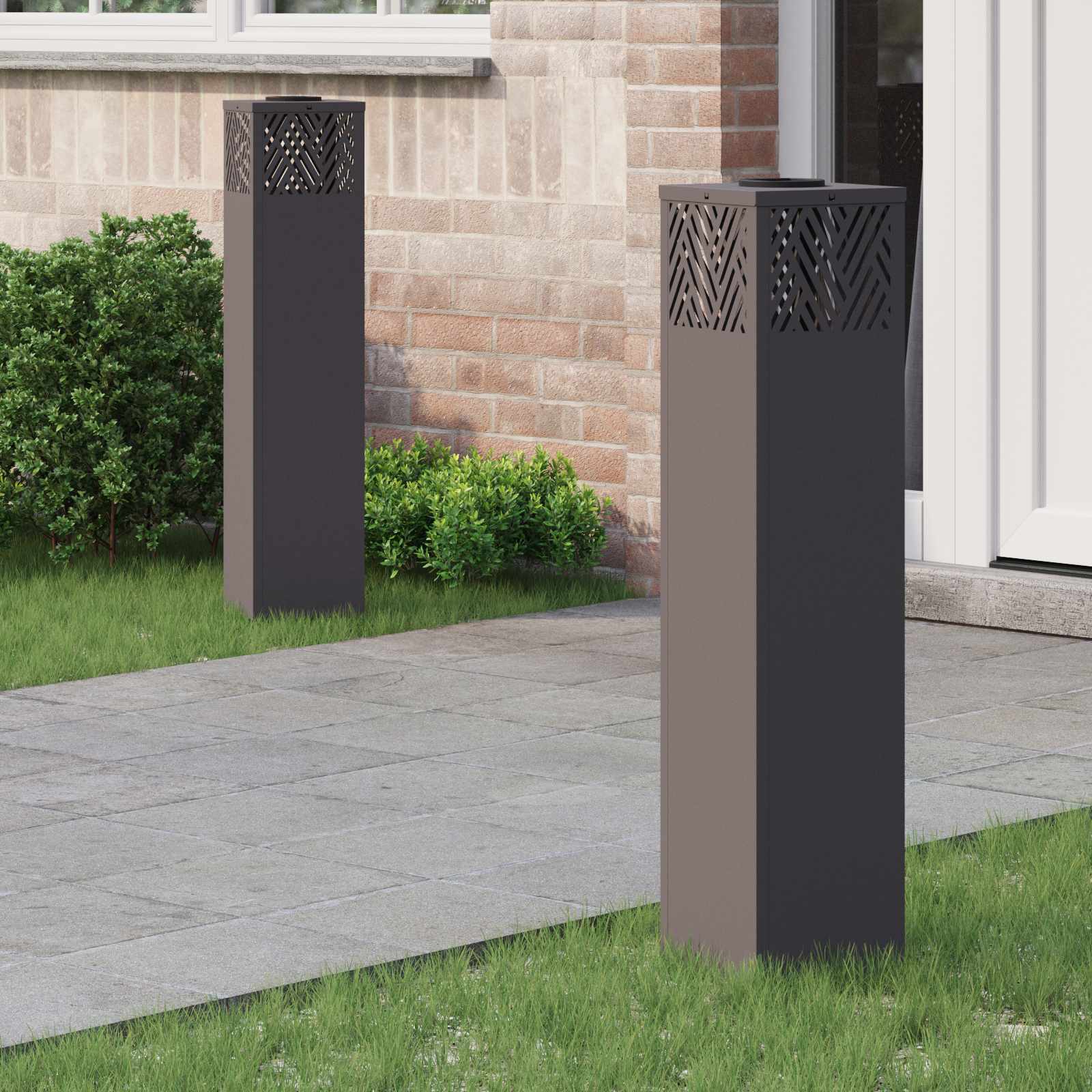 vidaXL Solar LED Pad Licht Visgraat 2 pcs Zwart Koudgewalst staal
