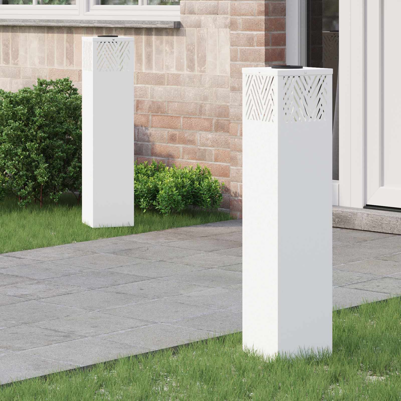 vidaXL Solar LED Pad Licht Visgraat 2 pcs Zwart Koudgewalst staal