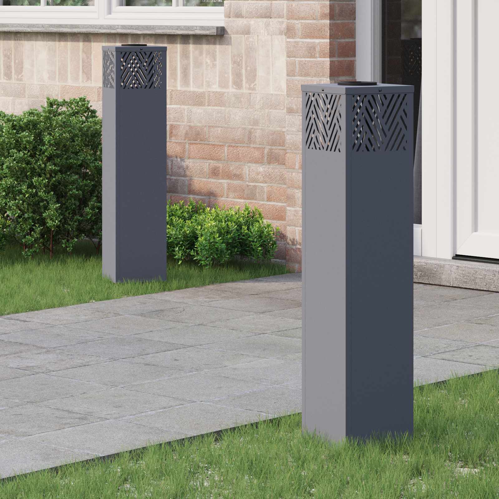 vidaXL Solar LED Pad Licht Visgraat 2 pcs Zwart Koudgewalst staal