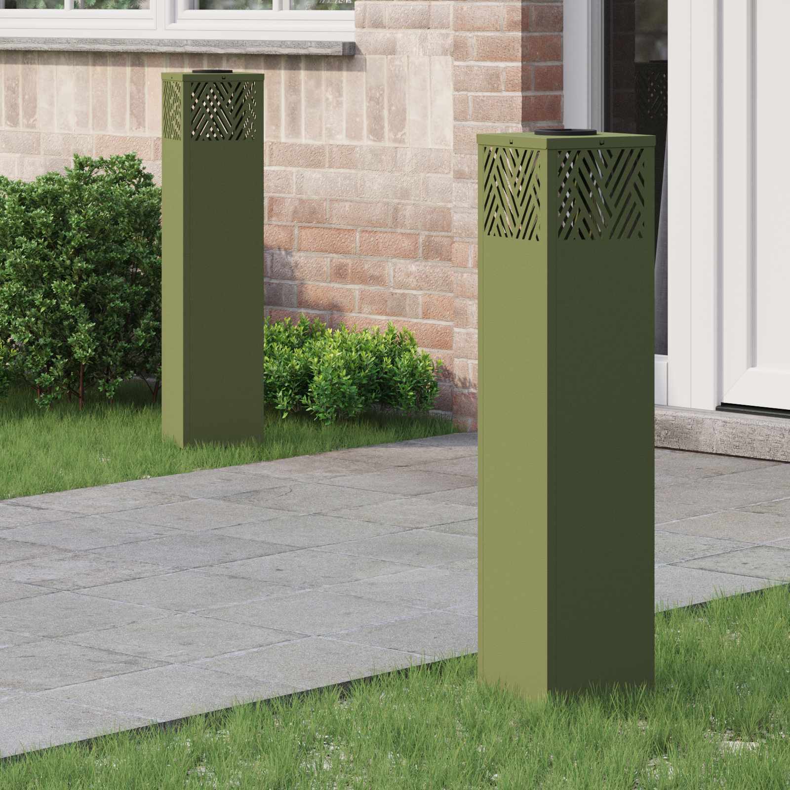 vidaXL Solar LED Pad Licht Visgraat 2 pcs Zwart Koudgewalst staal