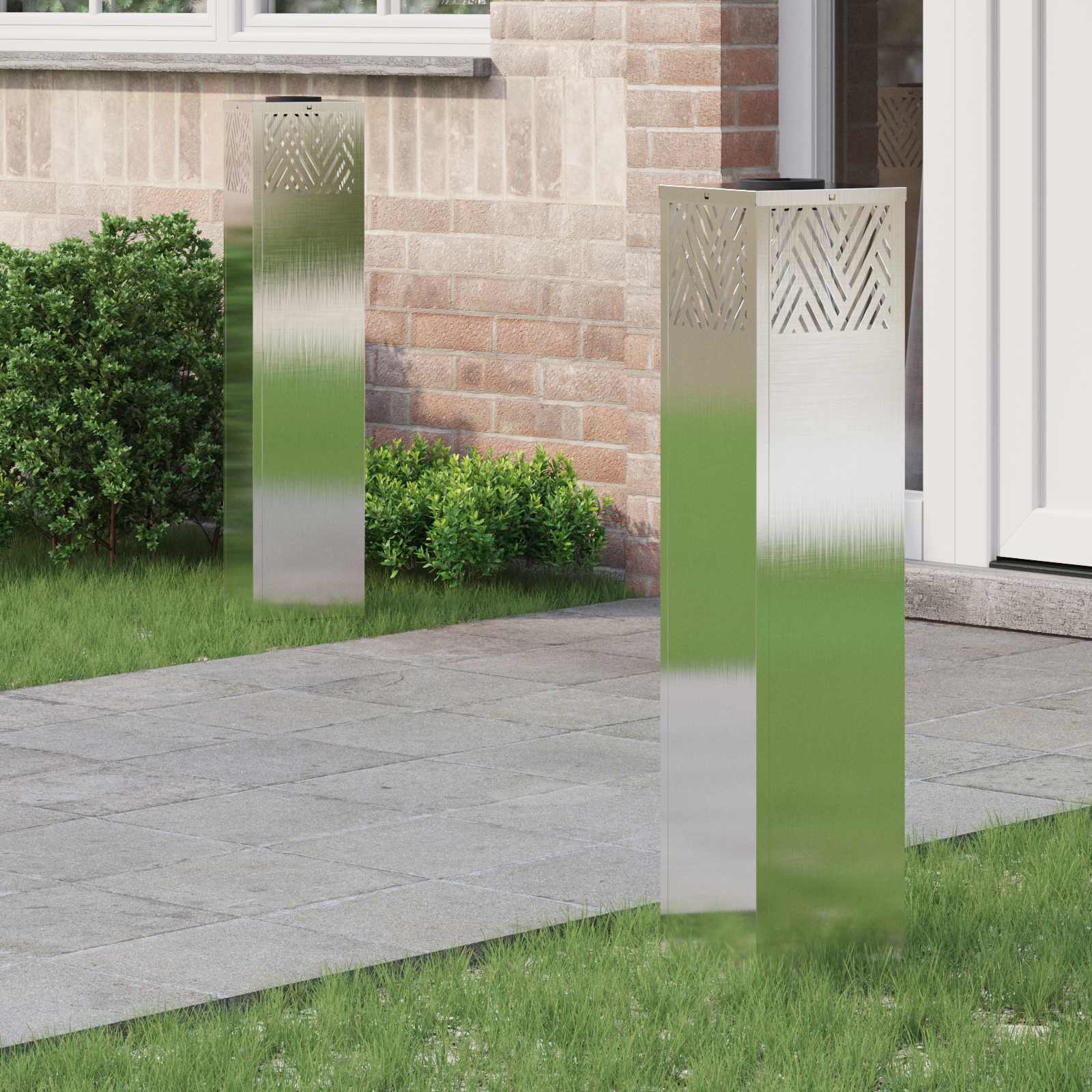 vidaXL Solar LED Pad Licht Visgraat 2 pcs Zwart Koudgewalst staal