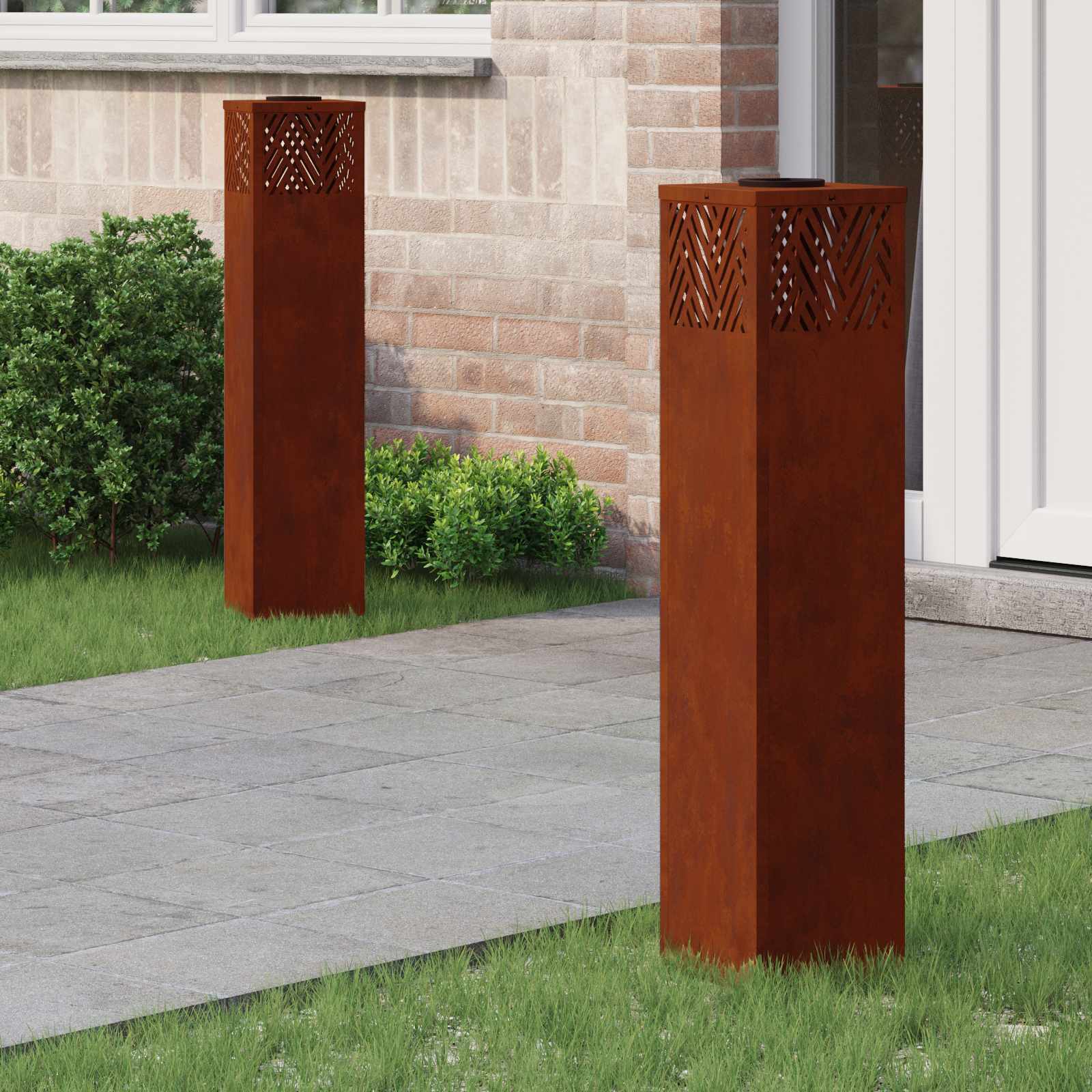 vidaXL Solar LED Pad Licht Visgraat 2 pcs Zwart Koudgewalst staal