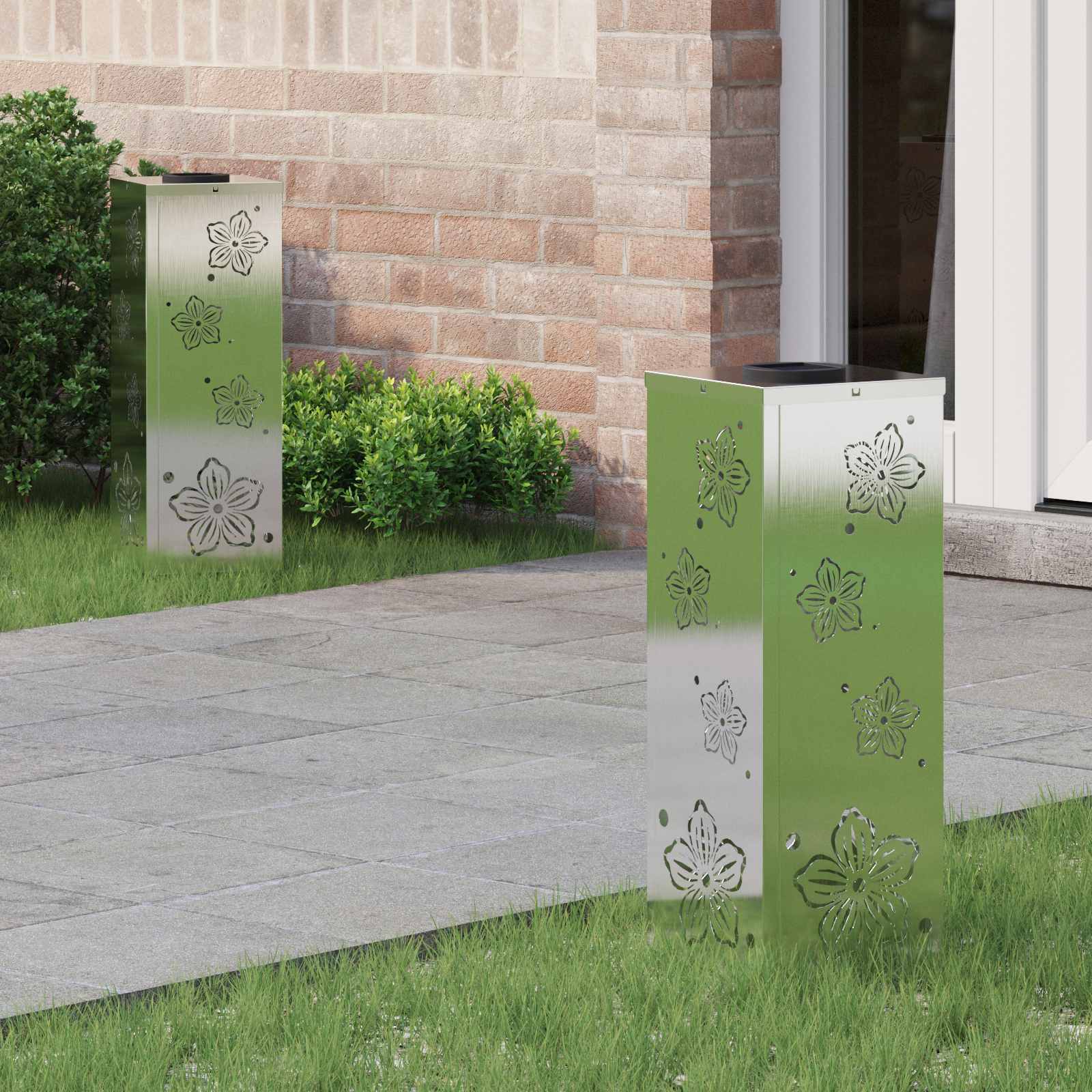 vidaXL Solar LED Pad Licht 2 pcs Zwart Koudgewalst staal