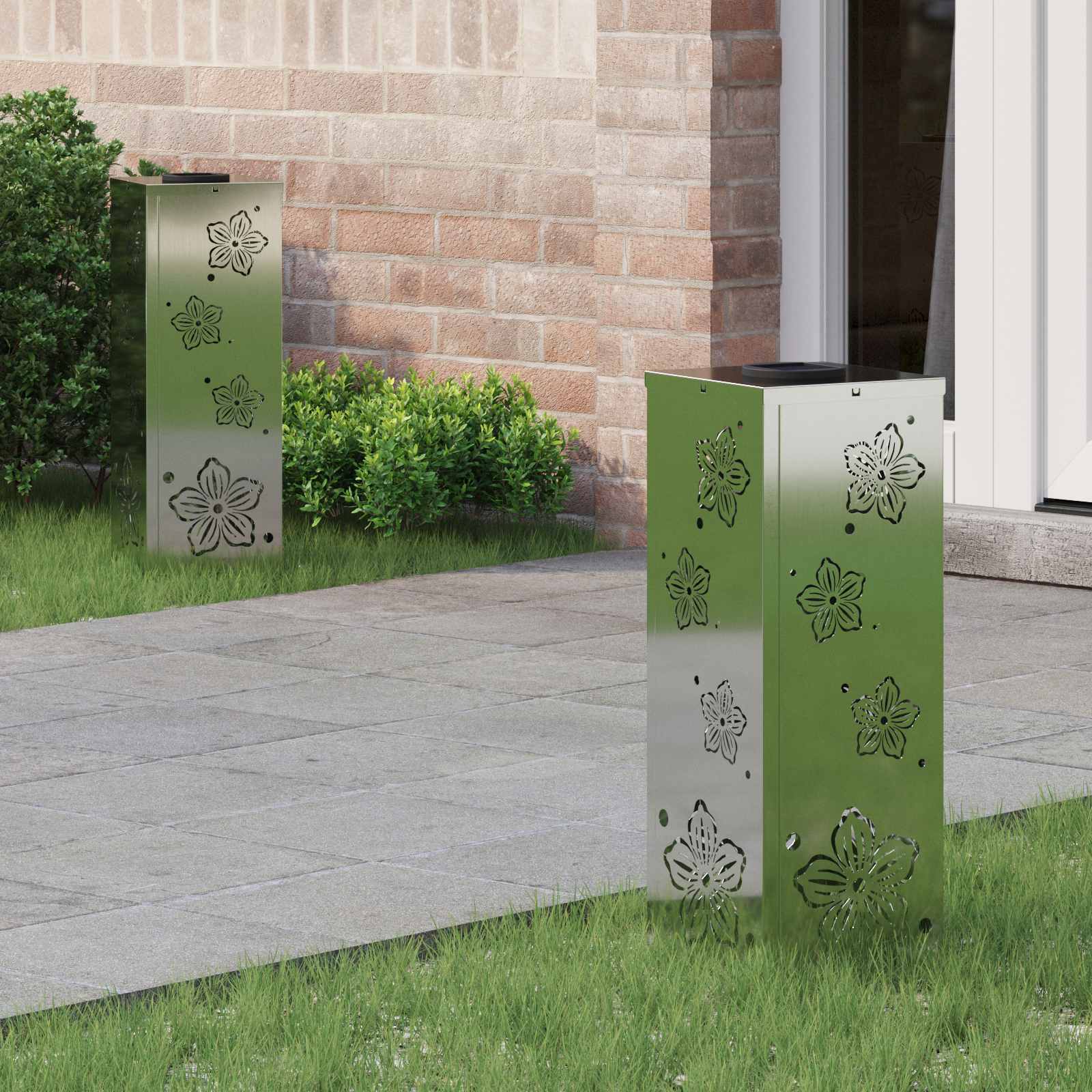 vidaXL Solar LED Pad Licht 2 pcs Zwart Koudgewalst staal