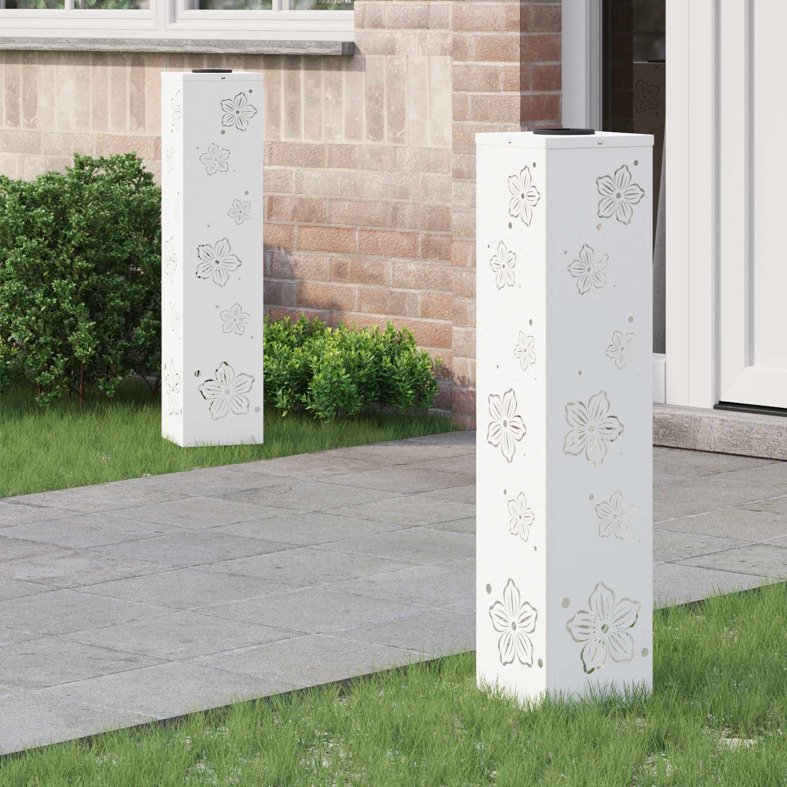 vidaXL Solar LED Pad Licht 2 pcs Zwart Koudgewalst staal