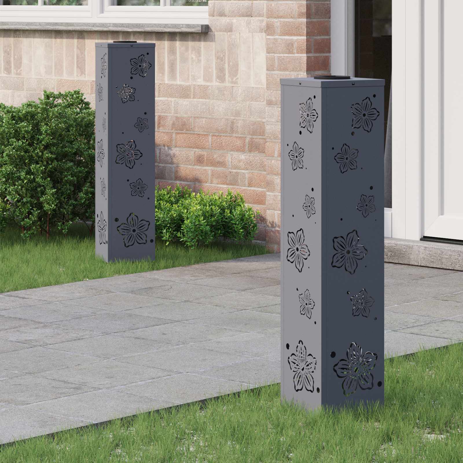 vidaXL Solar LED Pad Licht 2 pcs Zwart Koudgewalst staal