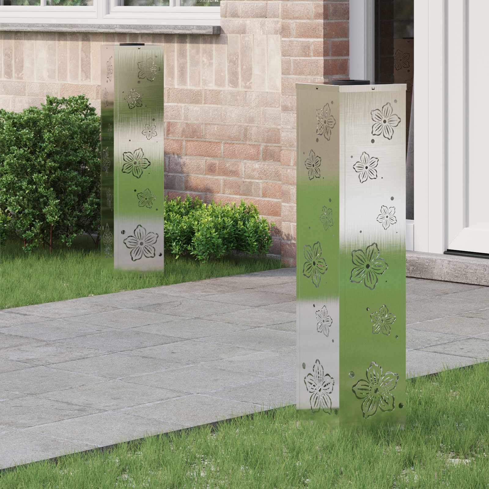 vidaXL Solar LED Pad Licht 2 pcs Zwart Koudgewalst staal