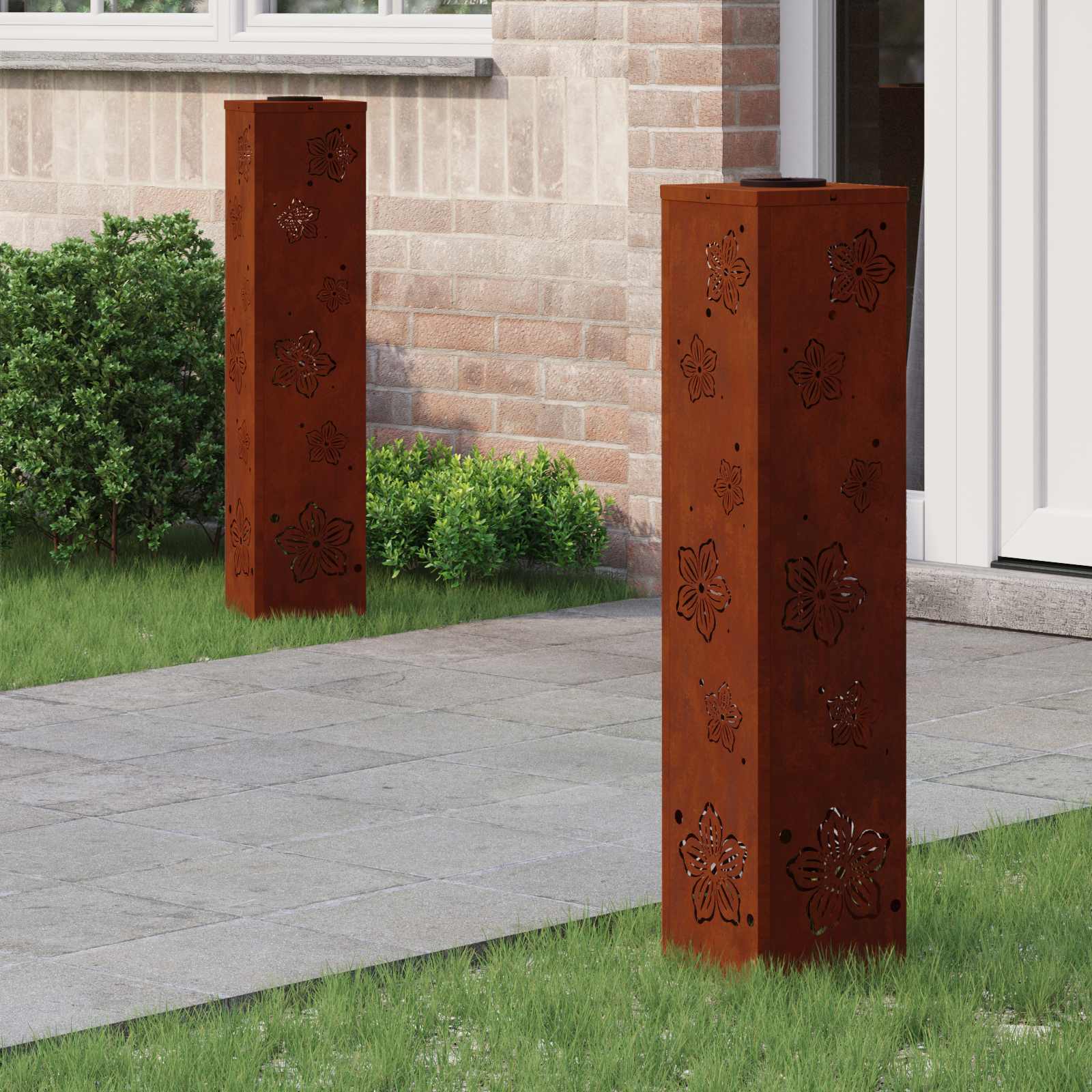vidaXL Solar LED Pad Licht 2 pcs Zwart Koudgewalst staal