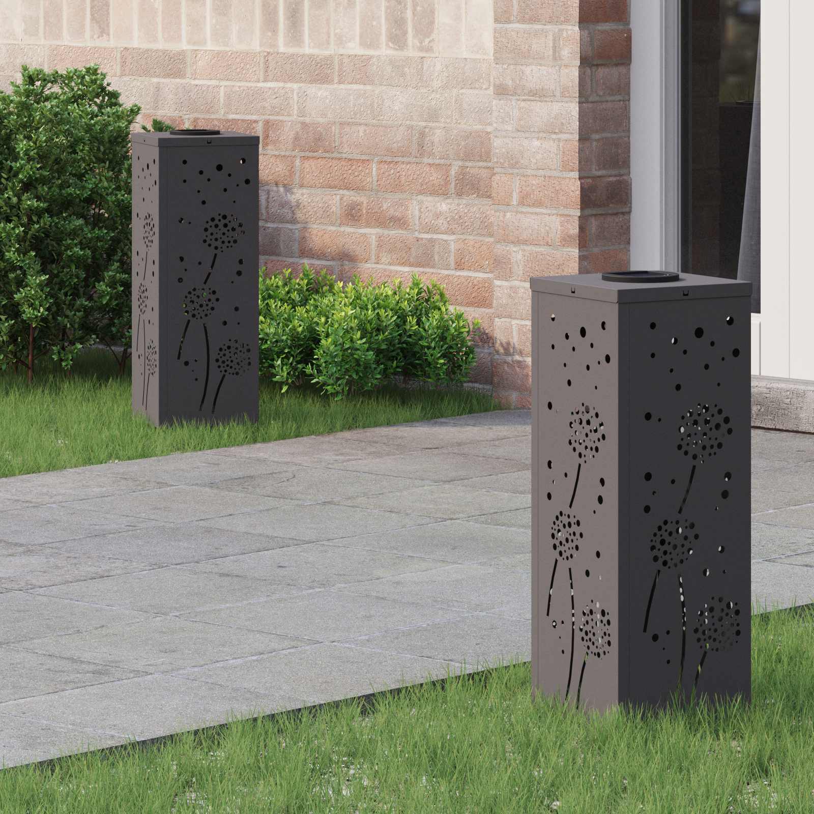 vidaXL Solar LED Pad Licht 2 pcs Zwart Koudgewalst staal