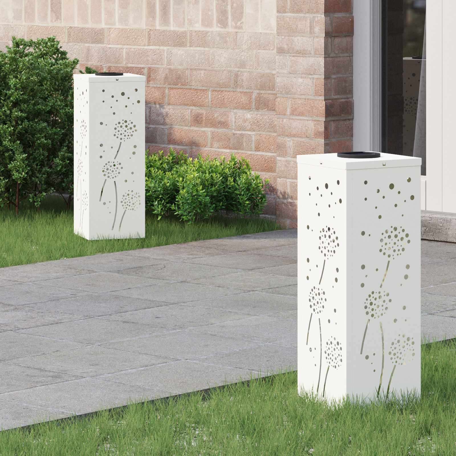 vidaXL Solar LED Pad Licht 2 pcs Zwart Koudgewalst staal