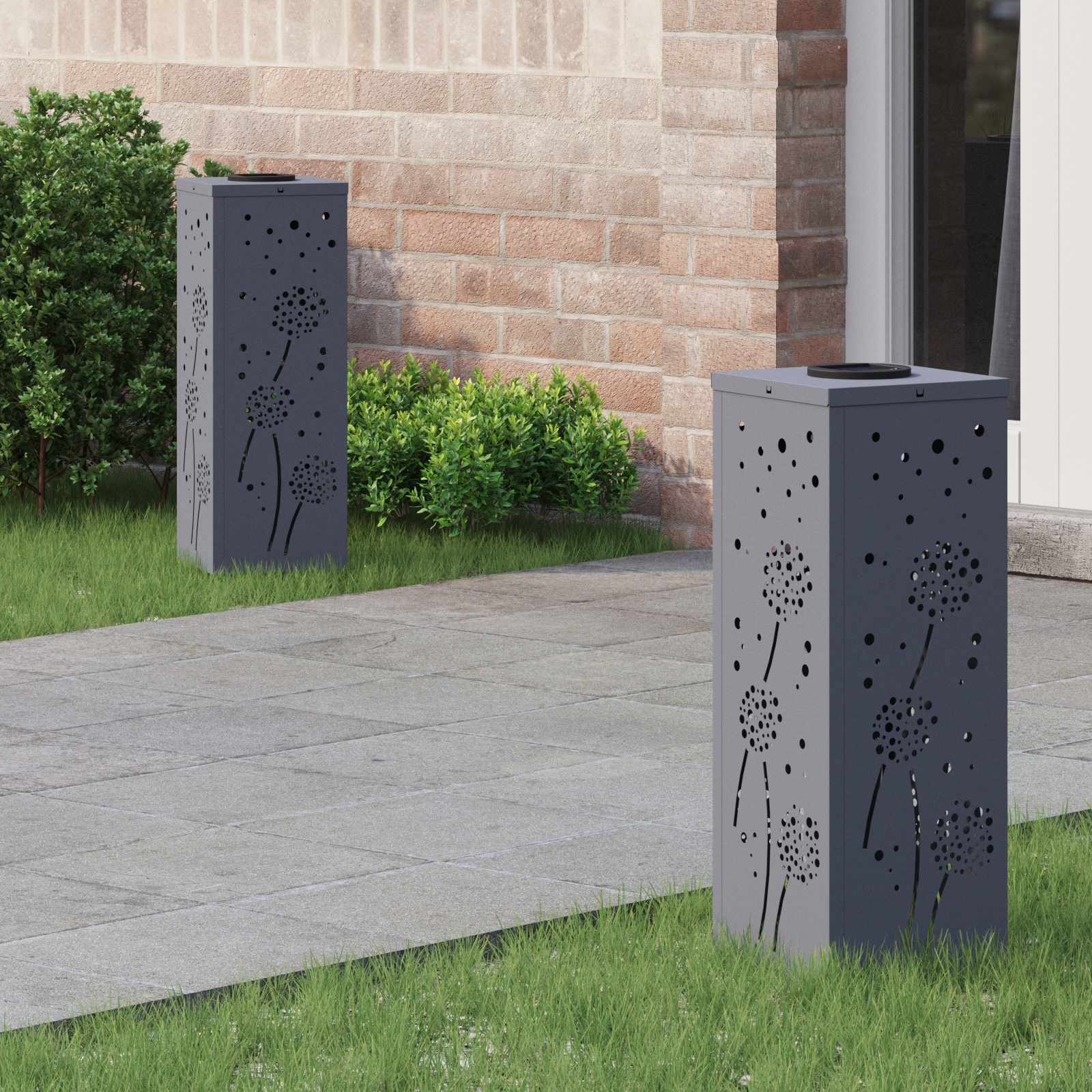 vidaXL Solar LED Pad Licht 2 pcs Zwart Koudgewalst staal